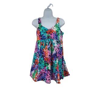 Paradise Bay Dream Gardens Bow front Minimizer Swim Dress Sz 14 Vacation Beachy
